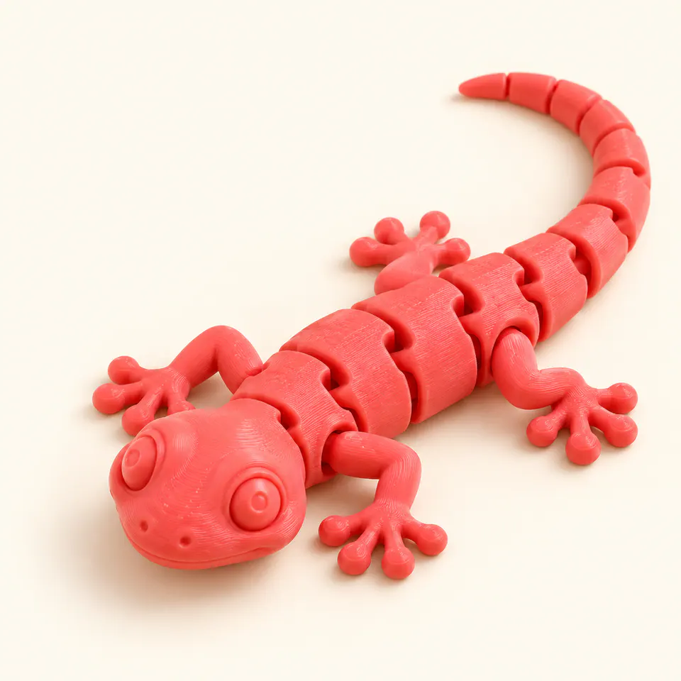 Lagartixa articulada coral impressa em 3D